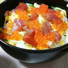 鮭イクラ & まぐろの丼ぶり-レシピのメイン写真