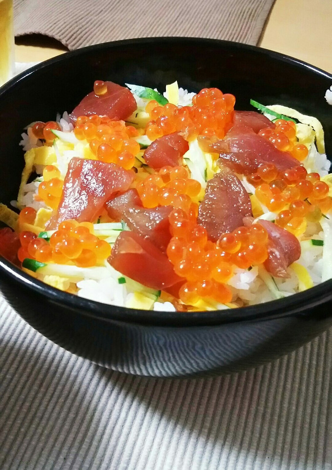 鮭イクラ & まぐろの丼ぶり-レシピのメイン写真