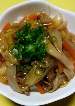 牛肉少しで☆キャベツ 舞茸のあんかけ丼♡-レシピのメイン写真