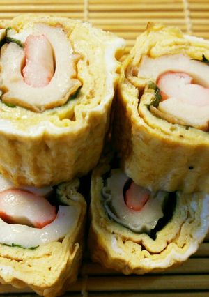 ぽん酢deちくわ☆カニかま☆大葉の卵焼き-レシピのメイン写真