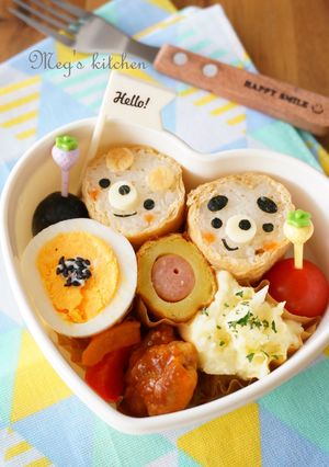 お弁当に♡こぐまとこいぬのお稲荷さん♡-レシピのメイン写真