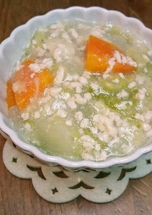 離乳食後期～野菜スープと鶏ひき肉の餡とじ-レシピのメイン写真