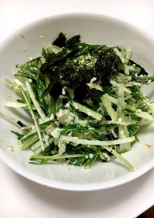御茶漬け海苔で簡単水菜と豆腐のサラダ。-レシピのメイン写真