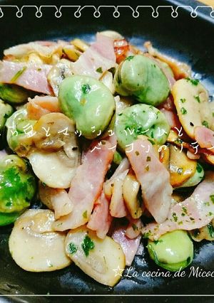 そら豆とマッシュルームとベーコンのソテー-レシピのメイン写真