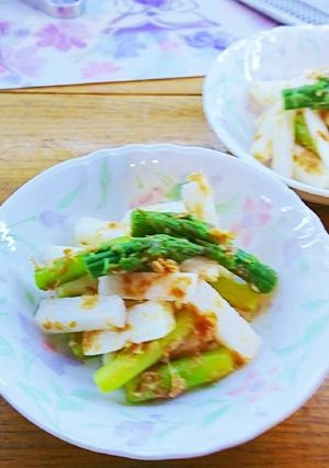 栄養素疲労回復山芋とアスパラおかか合え-レシピのメイン写真
