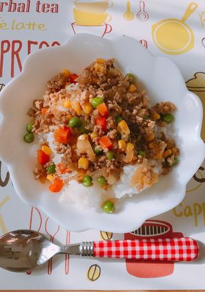 彩り☆ミンチご飯-レシピのメイン写真