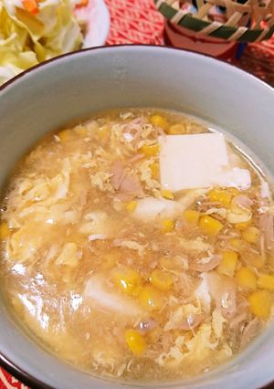 具沢山な中華スープ(ツナ コーン 豆腐)-レシピのメイン写真