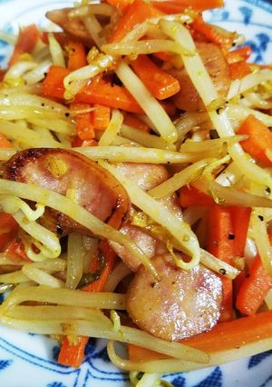 ウィンナーと人参モヤシ炒め カレー味-レシピのメイン写真