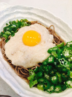 グルテンフリー 十割蕎麦オクラと山芋がけ-レシピのメイン写真