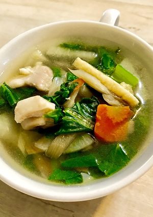 朝食べる♪鶏腿肉塩麹漬けde鳥汁♪-レシピのメイン写真