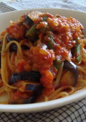 ナスとトマトたっぷりのパスタ-レシピのメイン写真