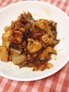 鶏皮と舞茸の甘辛炒め-レシピのメイン写真