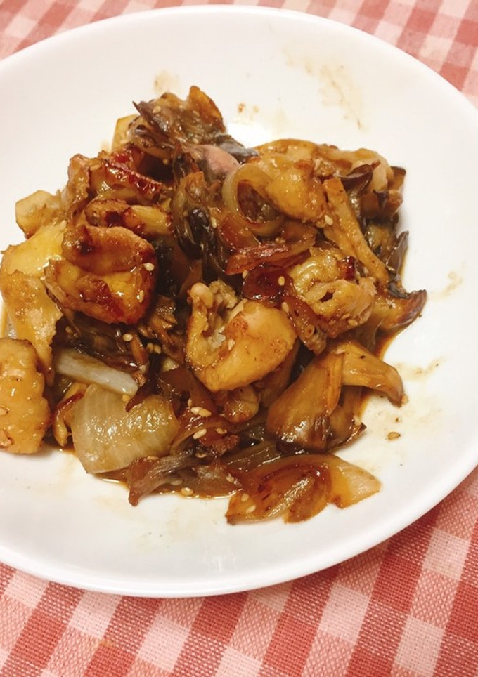鶏皮と舞茸の甘辛炒め-レシピのメイン写真