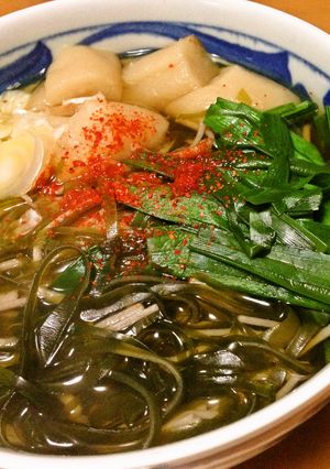 羅臼昆布の切り昆布入りヘルシーなニラそば-レシピのメイン写真