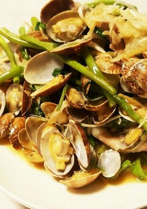 空芯菜とアサリ豚バラの中華炒め-レシピのメイン写真