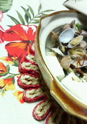 松茸味✿簡単❀ヘルシー✿浅蜊＆豆腐１人鍋-レシピのメイン写真