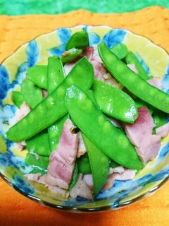さやえんどうとベーコンの塩胡椒炒め-レシピのメイン写真