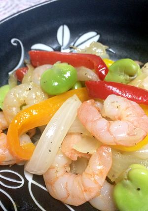 そらまめとエビのナンプラー炒め-レシピのメイン写真