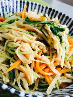 ピリ辛うま!水菜とえのきの柚子胡椒炒め-レシピのメイン写真