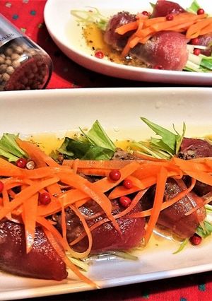 【マグロと水菜のエスニックカルパッチョ】-レシピのメイン写真