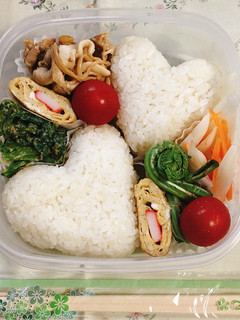 ハートのおにぎりパパ弁当-レシピのメイン写真
