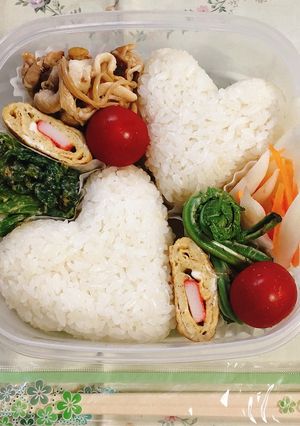 ハートのおにぎりパパ弁当-レシピのメイン写真