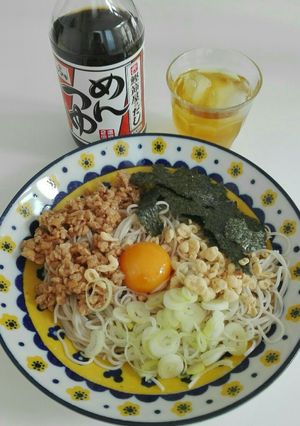 北海道の人は好き？納豆蕎麦。海苔、卵、等-レシピのメイン写真