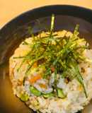 野菜サラダのオイスターソースチャーハン