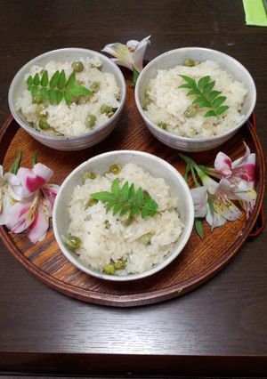 餅米で グリンピース おこわを!!-レシピのメイン写真