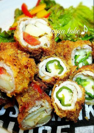 野菜とチーズ巻き巻き豚カツ♪-レシピのメイン写真