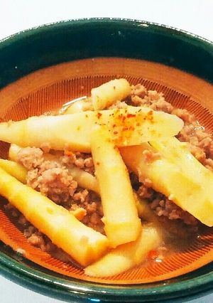 根曲竹（姫たけ）と豚挽き肉の味噌煮こみ-レシピのメイン写真