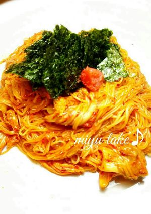 素麺で♡明太キムチパスタ風〜♪-レシピのメイン写真