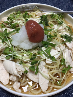 梅とささみと大葉のおろしスープパスタ-レシピのメイン写真