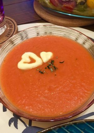 トマト缶&玉ねぎの冷凍マヨデコ冷製スープ-レシピのメイン写真