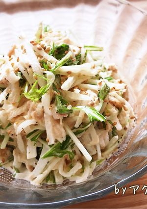 パパッと簡単！水菜と大根シーチキンサラダ-レシピのメイン写真