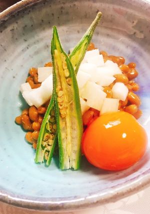 ネバネバで健康♪月見納豆と長芋サラダ-レシピのメイン写真