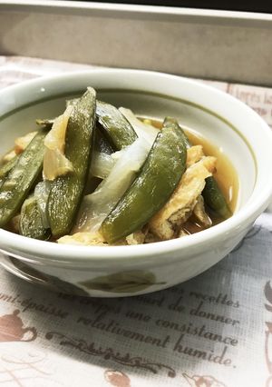 スナップえんどうと玉ねぎと油揚げの煮物-レシピのメイン写真