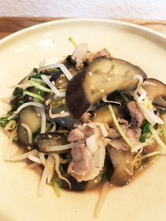 シャキ!豆苗&なすの豚バラサッパリ炒め♪-レシピのメイン写真
