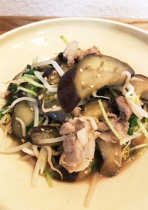 シャキ！豆苗&なすの豚バラサッパリ炒め♪-レシピのメイン写真