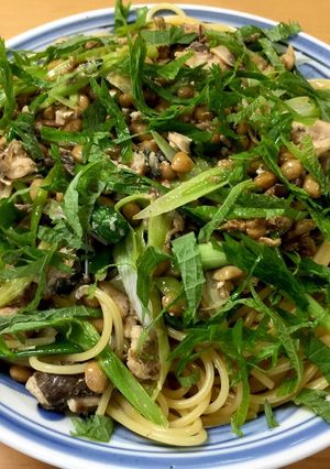 男飯 ネバネバしない鯖缶と納豆のパスタ-レシピのメイン写真