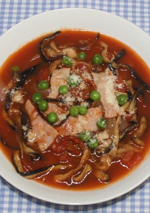 ドライベジ麺☆乾燥なす麺でトマトスープ-レシピのメイン写真