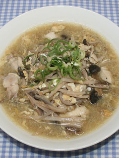 ドライベジ麺乾燥れんこん麺で鶏肉卵スープ-レシピのメイン写真