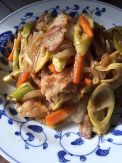 ハチクと豚肉の味噌炒め-レシピのメイン写真