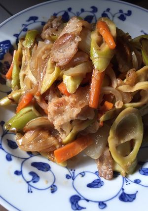 ハチクと豚肉の味噌炒め-レシピのメイン写真