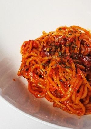 トマトジュースでトマトソーススパゲティ-レシピのメイン写真