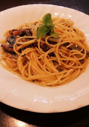 ミント風味のサンマのかば焼き缶のパスタ-レシピのメイン写真