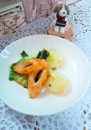 材料２つ　チンゲン菜と竹輪のマヨわさ-レシピのメイン写真