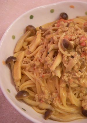 きのこと挽肉のパスタ　カレー風味-レシピのメイン写真