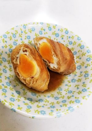 油揚げのたまご巾着豚バラ巻き-レシピのメイン写真