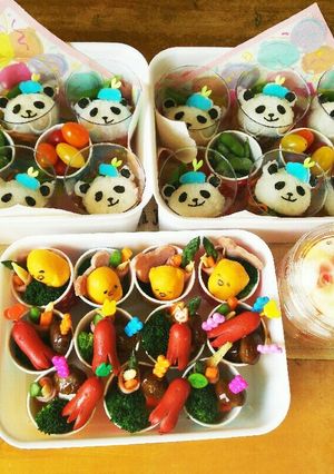 運動会 パンダ カップ弁当-レシピのメイン写真
